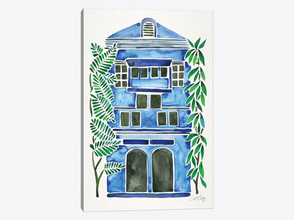 Blue House by Cat Coquillette 1-piece Canvas Art Print