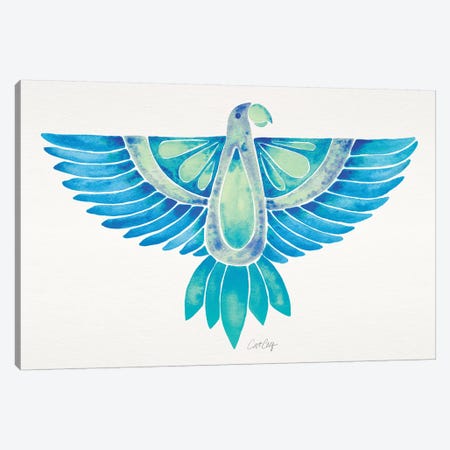 Blue Ombré Parrot Canvas Print #CCE344} by Cat Coquillette Canvas Art Print
