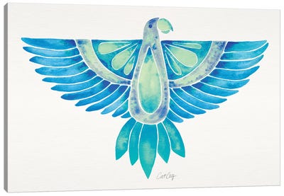 Blue Ombré Parrot Canvas Art Print - Cat Coquillette