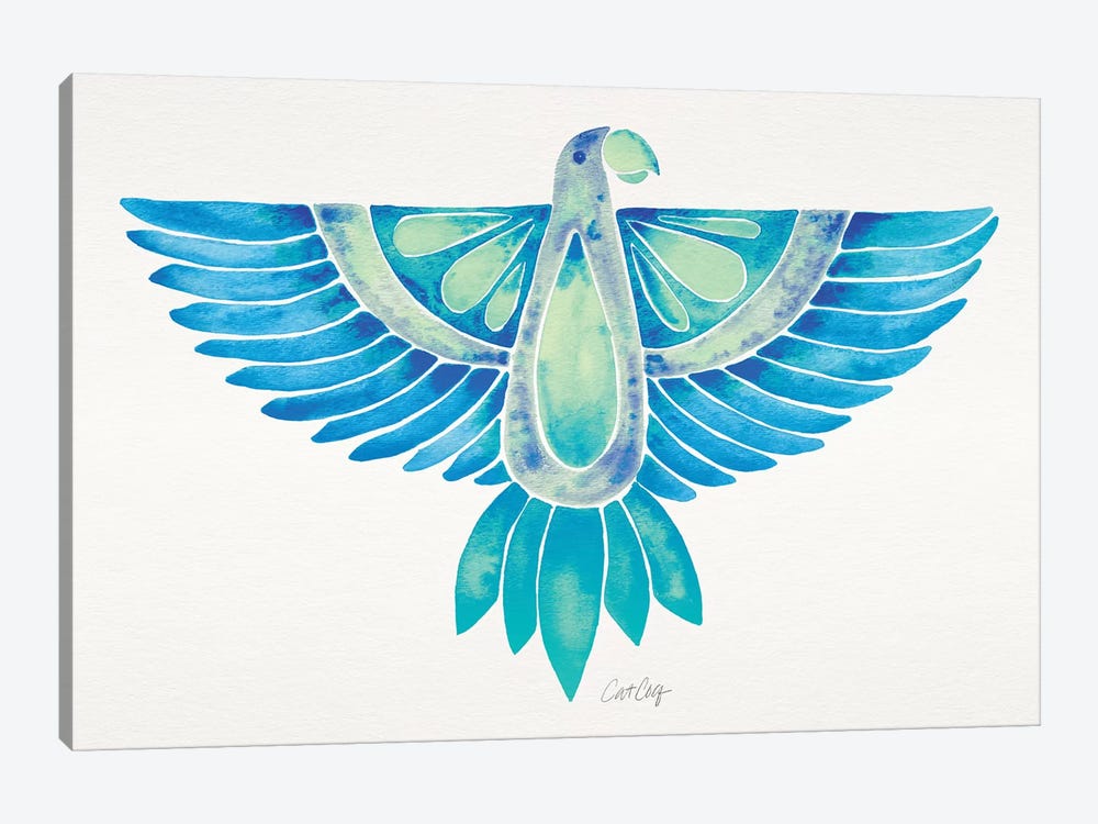 Blue Ombré Parrot by Cat Coquillette 1-piece Canvas Artwork