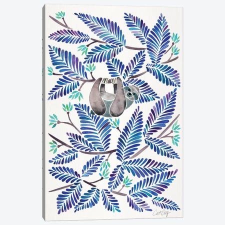 Blue Sloth Canvas Print #CCE346} by Cat Coquillette Canvas Art Print