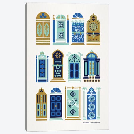 Blue Tan Doors Canvas Print #CCE347} by Cat Coquillette Art Print