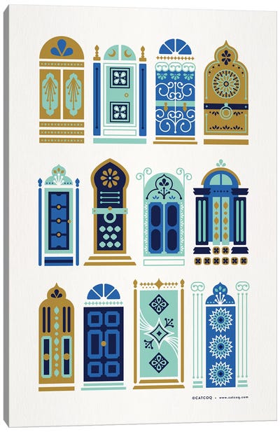Blue Tan Doors Canvas Art Print - Middle Eastern Décor