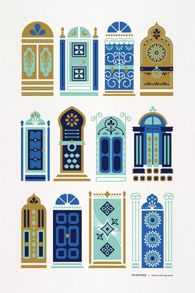 Middle Eastern Décor: Blue Tan Doors by Cat Coquillette