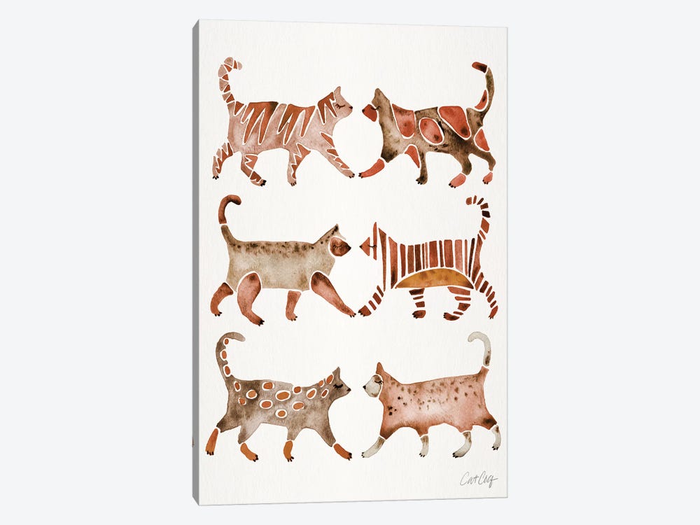 Brown Cat Collection by Cat Coquillette 1-piece Art Print