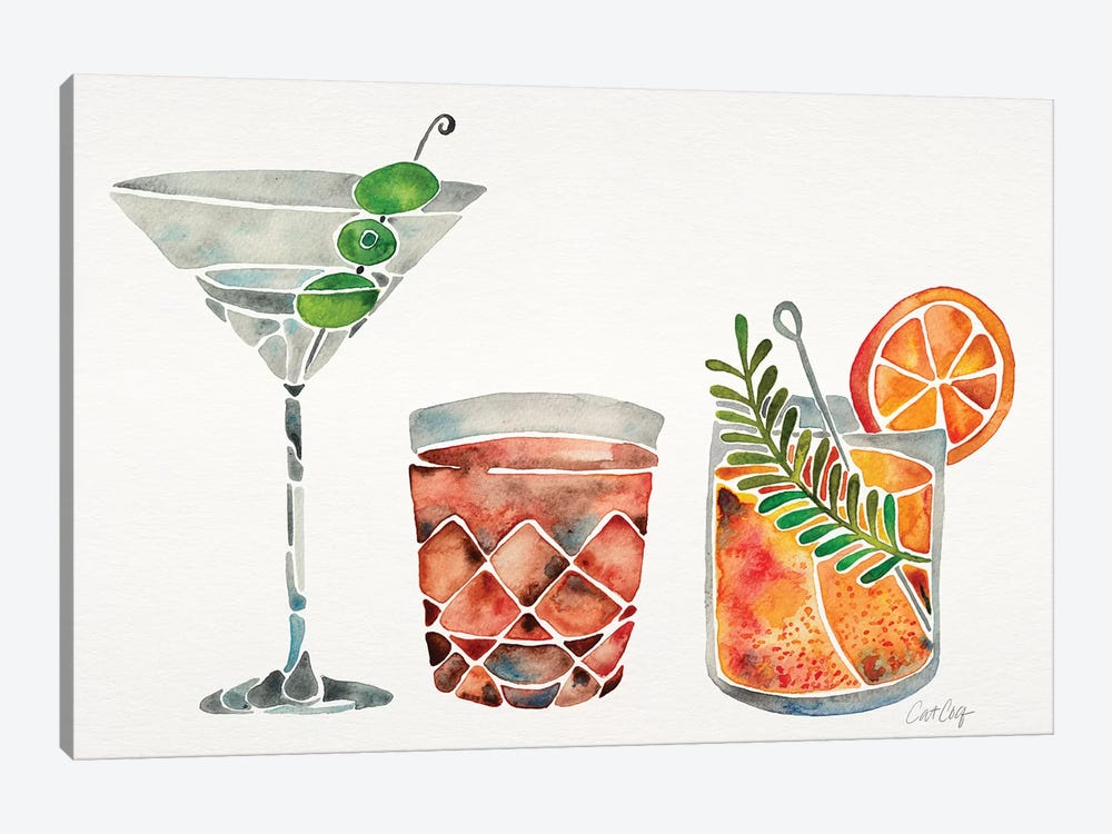 Classic Cocktails by Cat Coquillette 1-piece Canvas Artwork