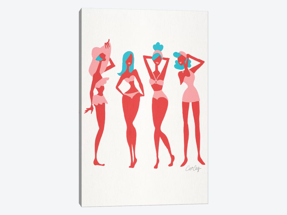 Coral & Cyan Beach Bombshells by Cat Coquillette 1-piece Canvas Print