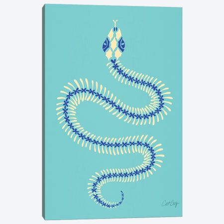 Cream & Blue Snake Skeleton Canvas Print #CCE356} by Cat Coquillette Canvas Art