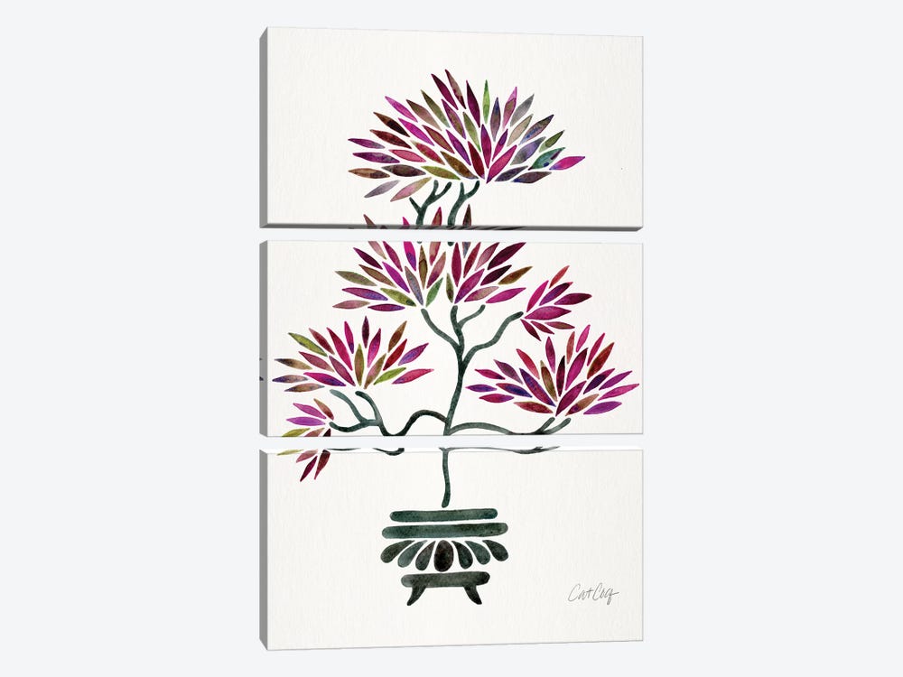 Fuchsia Bonsai by Cat Coquillette 3-piece Canvas Artwork