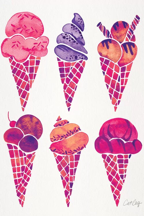 Fuchsia Ice Cream Cones