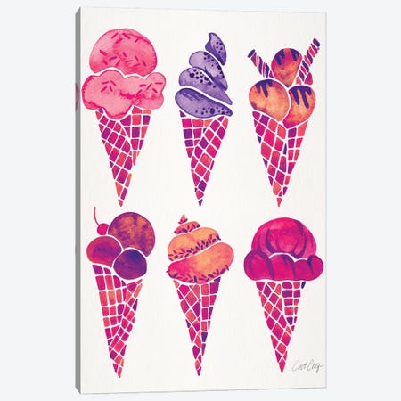 Fuchsia Ice Cream Cones Canvas Print #CCE361} by Cat Coquillette Canvas Art