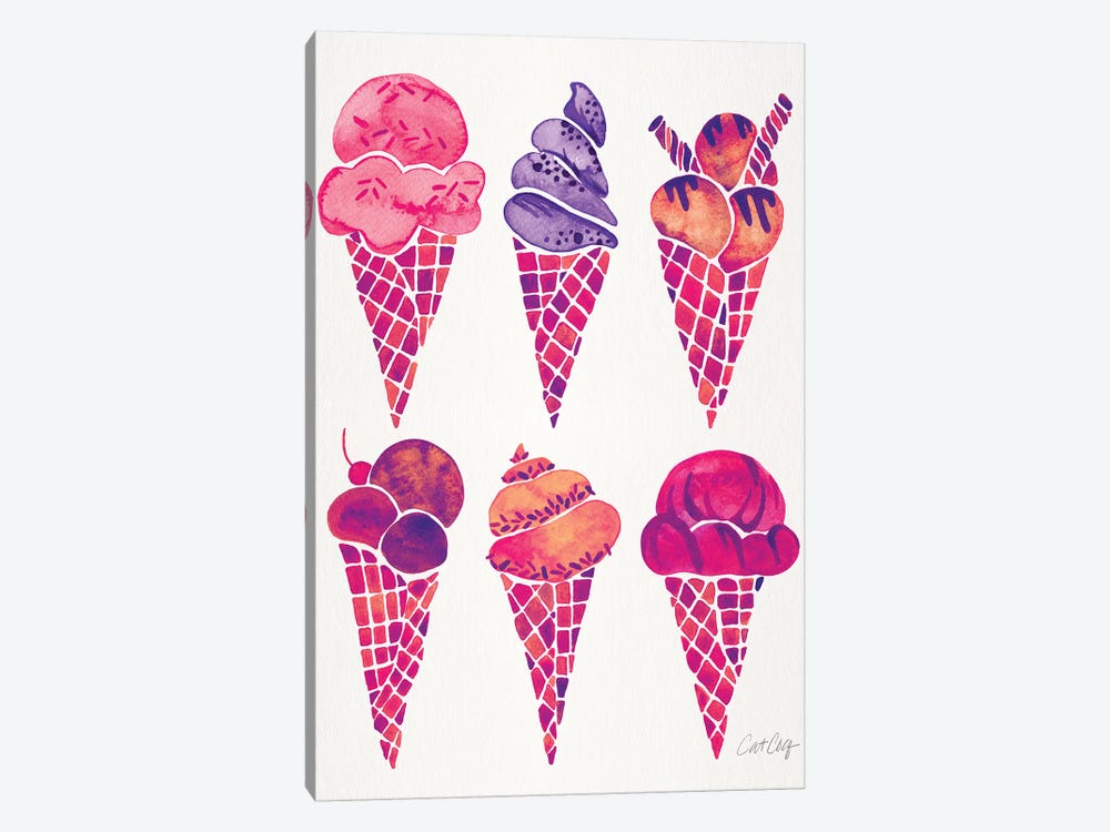Fuchsia Ice Cream Cones by Cat Coquillette 1-piece Canvas Print