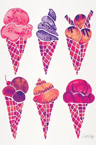 Cat Coquillette: Fuchsia Ice Cream Cones by Cat Coquillette