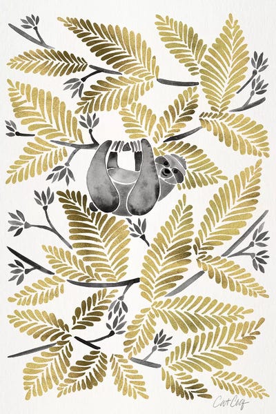 Gold Sloth by Cat Coquillette multi panel art