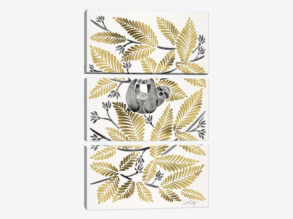 Gold Sloth by Cat Coquillette 3-piece Art Print
