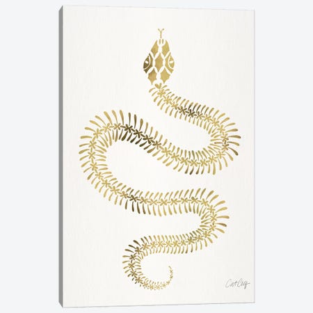 Gold Snake Skeleton Canvas Print #CCE371} by Cat Coquillette Canvas Print