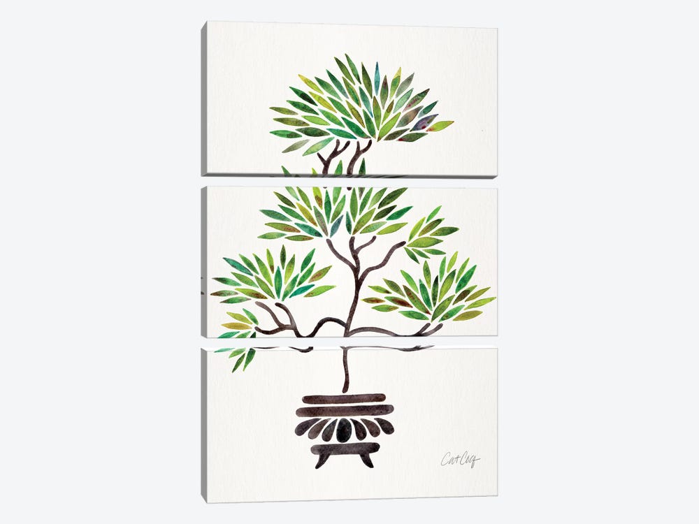 Green Bonsai by Cat Coquillette 3-piece Canvas Art Print