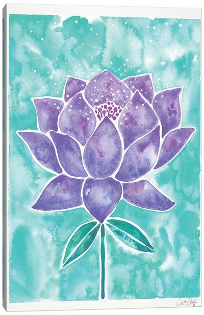 Lavender & Mint Lotus Blossom Canvas Art Print - Cat Coquillette