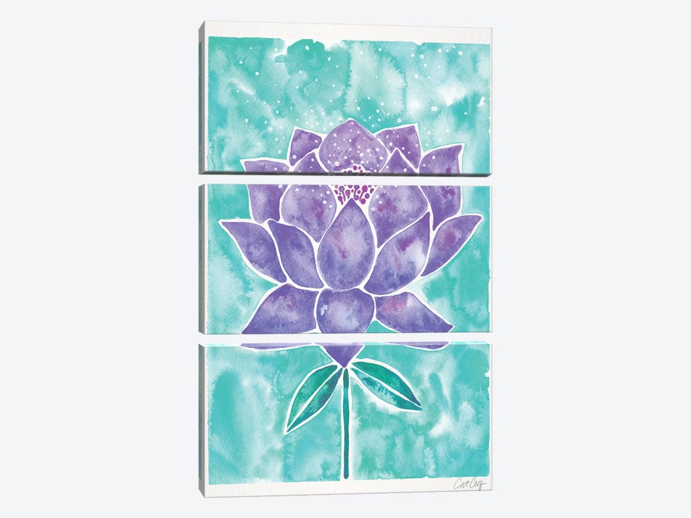 Lavender & Mint Lotus Blossom by Cat Coquillette 3-piece Canvas Wall Art