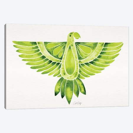 Lime Parrot Canvas Print #CCE383} by Cat Coquillette Canvas Art