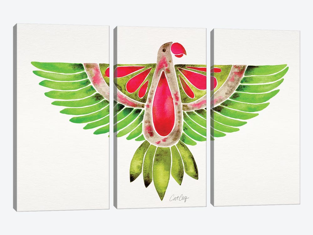 Lovebird Parrot by Cat Coquillette 3-piece Canvas Artwork