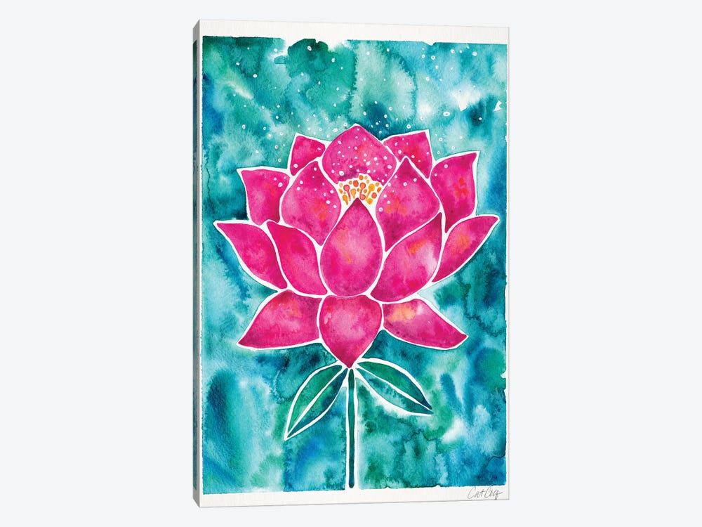 Magenta Background Lotus Blossom by Cat Coquillette 1-piece Canvas Art Print