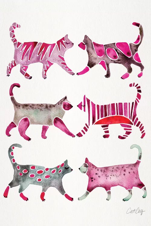 Magenta Cat Collection by Cat Coquillette wall art