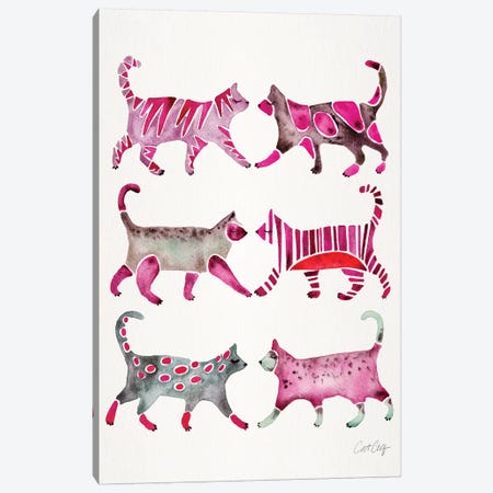Magenta Cat Collection Canvas Print #CCE386} by Cat Coquillette Canvas Art Print