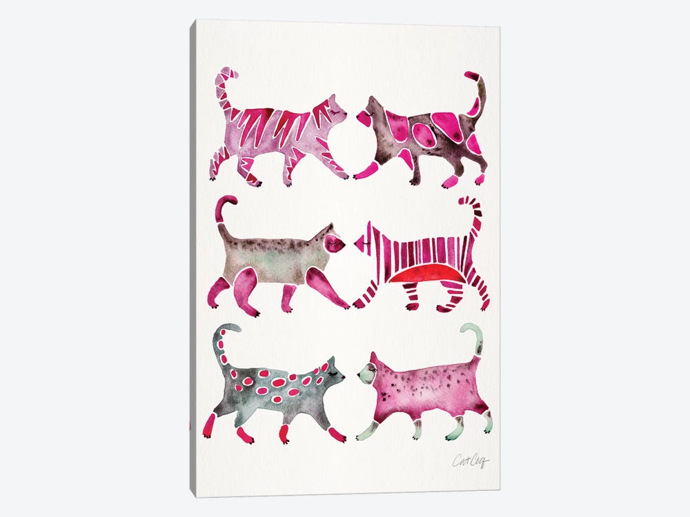 Magenta Cat Collection by Cat Coquillette 1-piece Canvas Artwork
