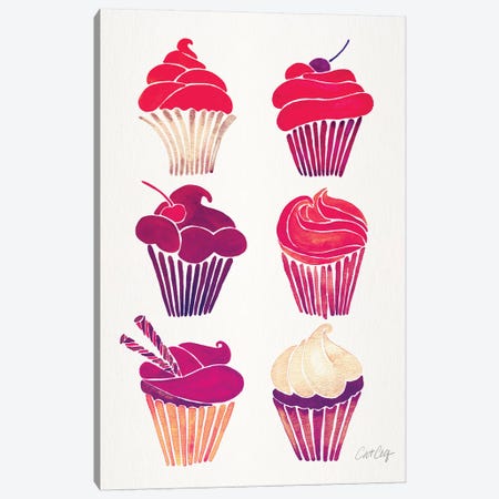 Magenta Cupcakes Canvas Print #CCE387} by Cat Coquillette Art Print