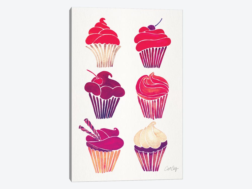 Magenta Cupcakes by Cat Coquillette 1-piece Canvas Print
