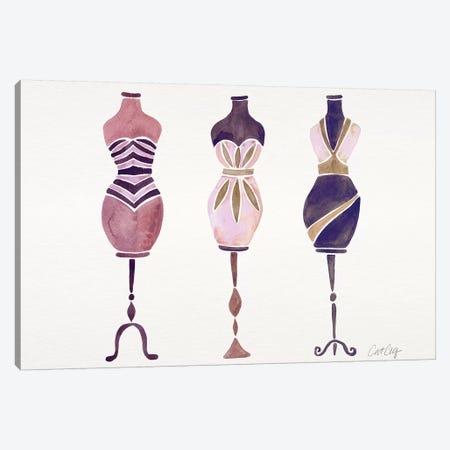 Mauve 3 Dresses Canvas Print #CCE388} by Cat Coquillette Canvas Wall Art