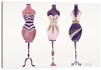 Mauve 3 Dresses Canvas Art Print - Cat Coquillette