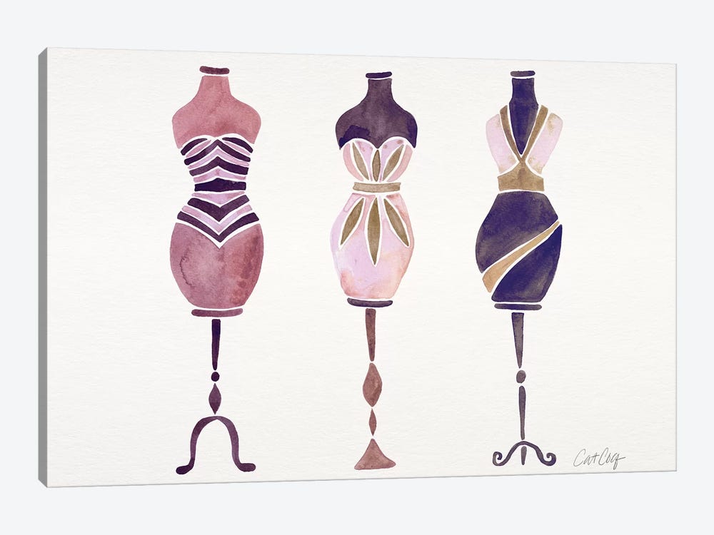Mauve 3 Dresses by Cat Coquillette 1-piece Canvas Artwork