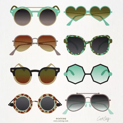 Mint & Tan Sunglasses by Cat Coquillette canvas print