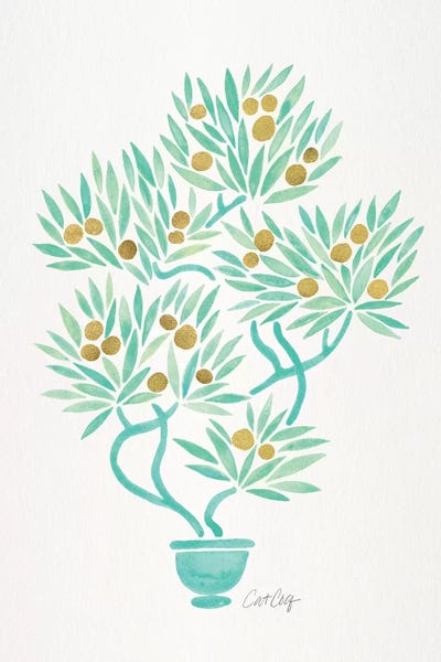 Chinese Décor: Mint Bonsai Orange by Cat Coquillette