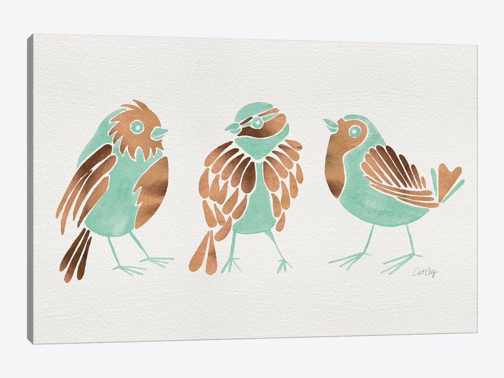 Mint Finches by Cat Coquillette 1-piece Canvas Artwork