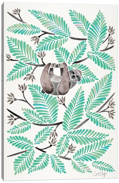 Mint Sloth Canvas Art Print - Sloth Art