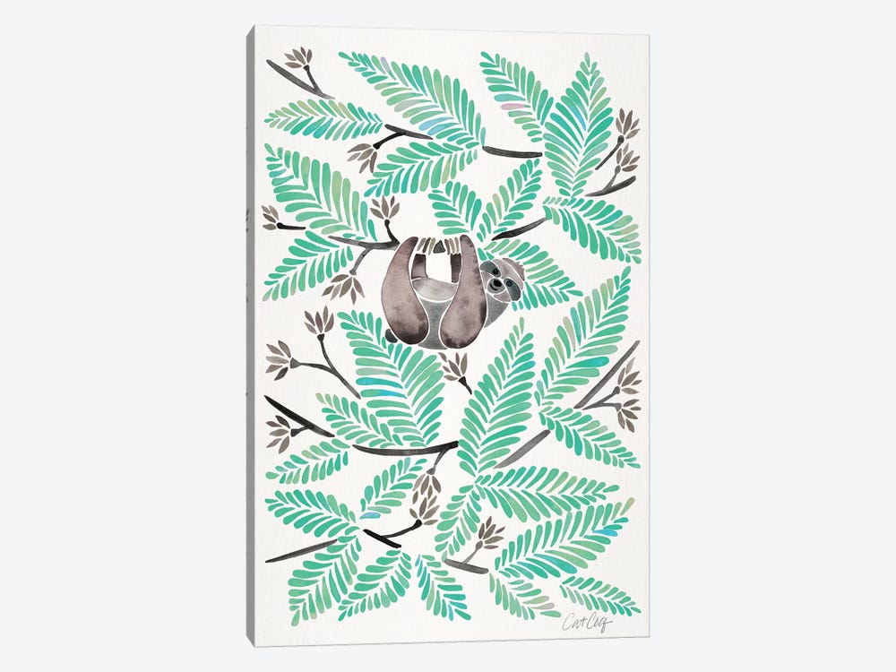 Mint Sloth by Cat Coquillette 1-piece Canvas Art Print