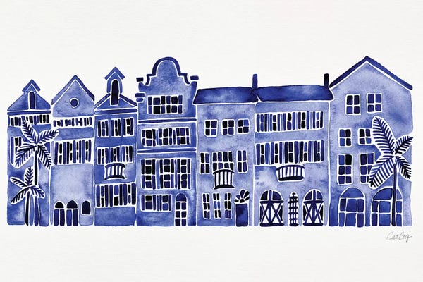 Black & White & Blue: Navy Rainbow Row by Cat Coquillette