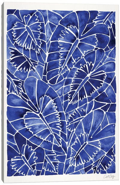 Navy Schismatoglottis Calyptrata Canvas Art Print - Charming Blue
