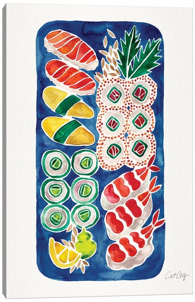 Navy Sushi Canvas Art Print - Asian Cuisine Art