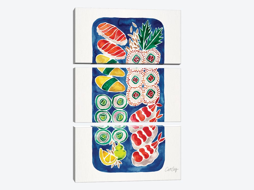 Navy Sushi by Cat Coquillette 3-piece Canvas Art