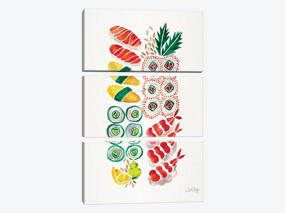 No Platter Sushi by Cat Coquillette 3-piece Art Print