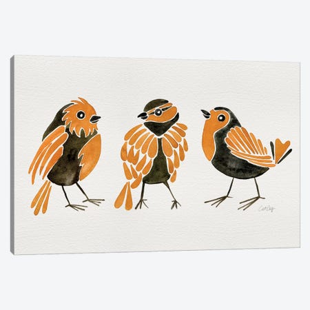 Orange Finches Canvas Print #CCE407} by Cat Coquillette Canvas Artwork