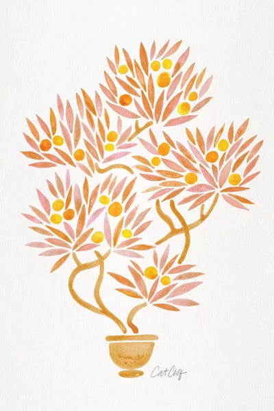 Chinese Décor: Peach Bonsai Orange by Cat Coquillette