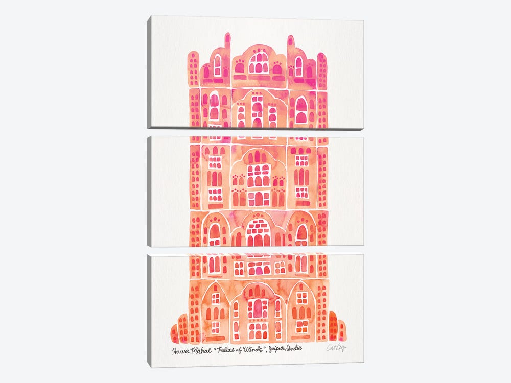 Peach Hawa Mahal by Cat Coquillette 3-piece Canvas Art