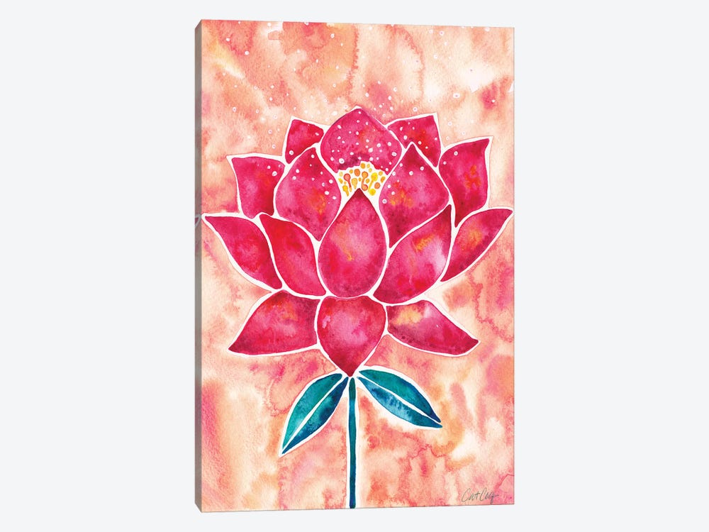 Peach Magenta Background Lotus Blossom by Cat Coquillette 1-piece Canvas Print