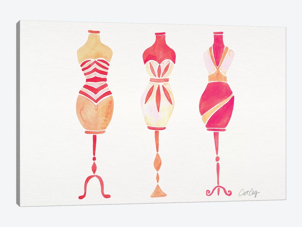 Peach Ombré 3Dresses by Cat Coquillette 1-piece Canvas Art