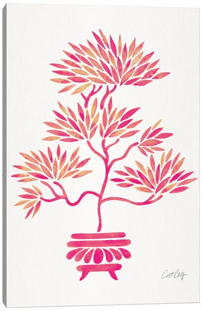 Pink Bonsai Canvas Art Print - Zen Décor